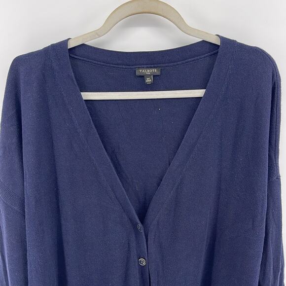 Talbots cotton blend V-neck button up knit sweater cardigan sz 2X - Picture 2 of 6
